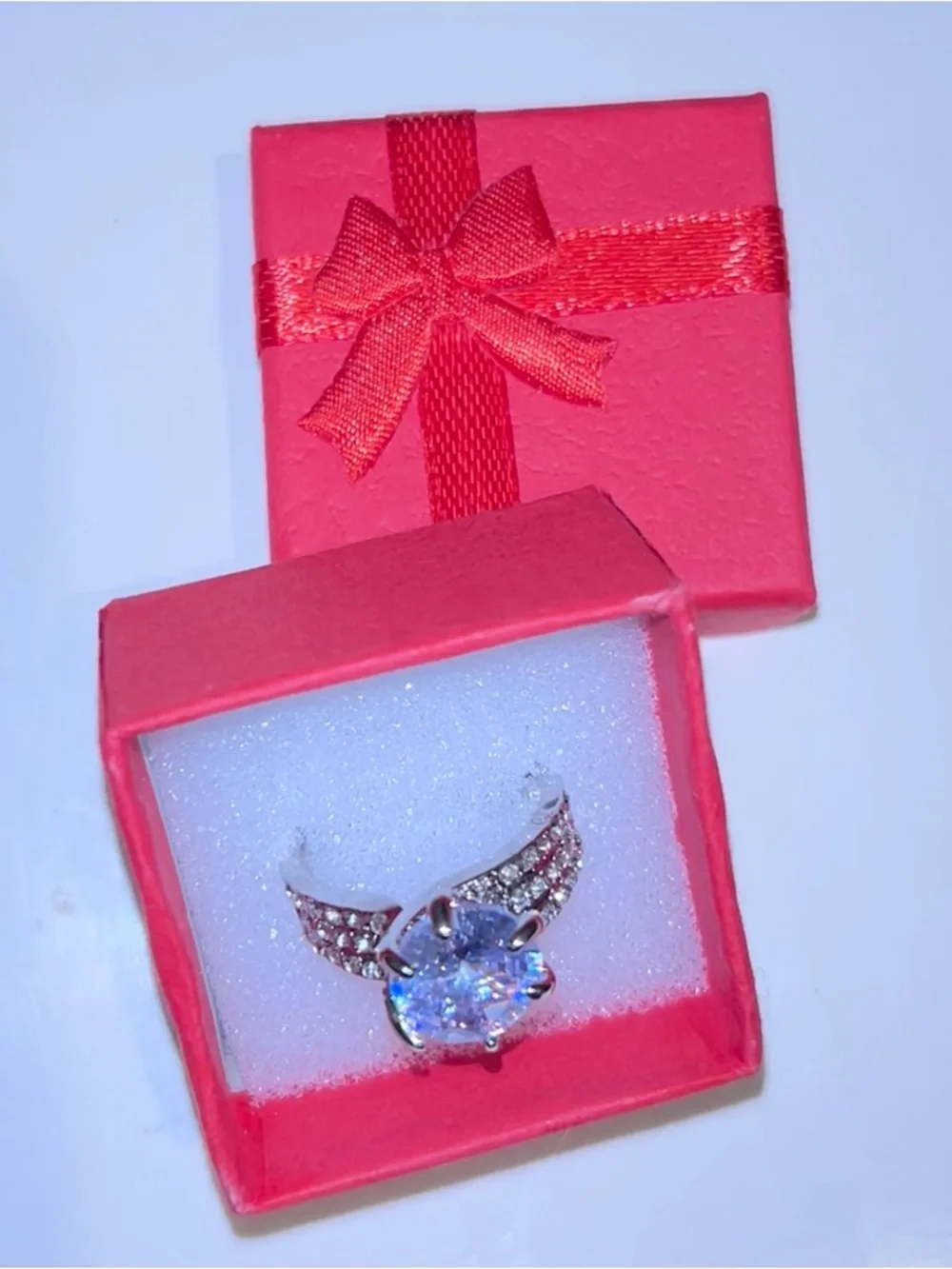 Silver Ring with Blue Crystal Center - Women Jewelry